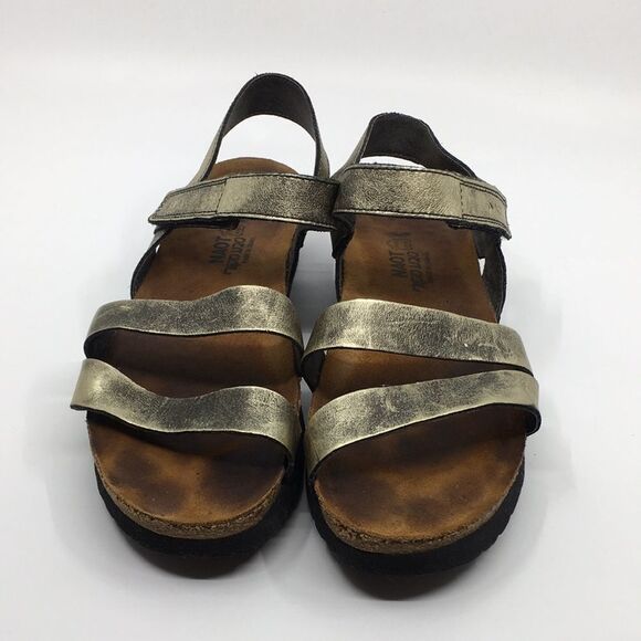Naot Kayla Sandal Gold Leather Three Strap Adjustable Comfort Shoes US 8 - Picture 2 of 14
